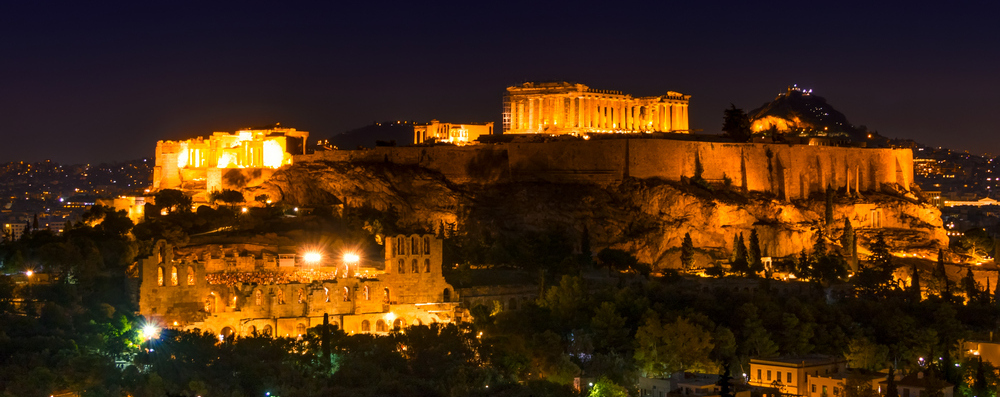 acropolis greece athens acropolis parthenon night lights 