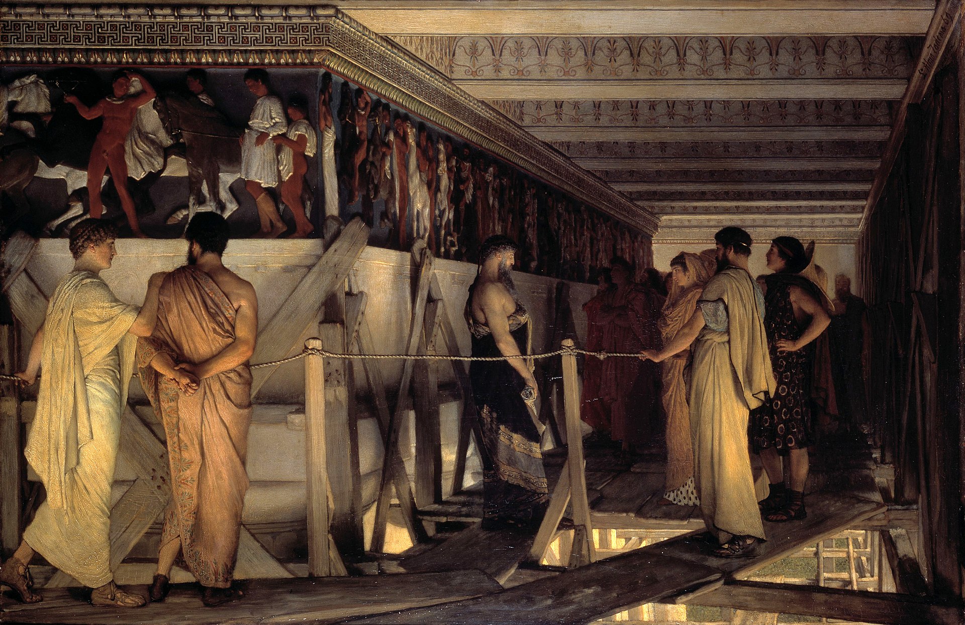 Phidias Showing the Frieze of the Parthenon to his Friends Lawrence Alma Tadema wikipedia